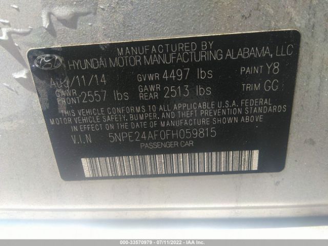 Photo 8 VIN: 5NPE24AF0FH059815 - HYUNDAI SONATA 