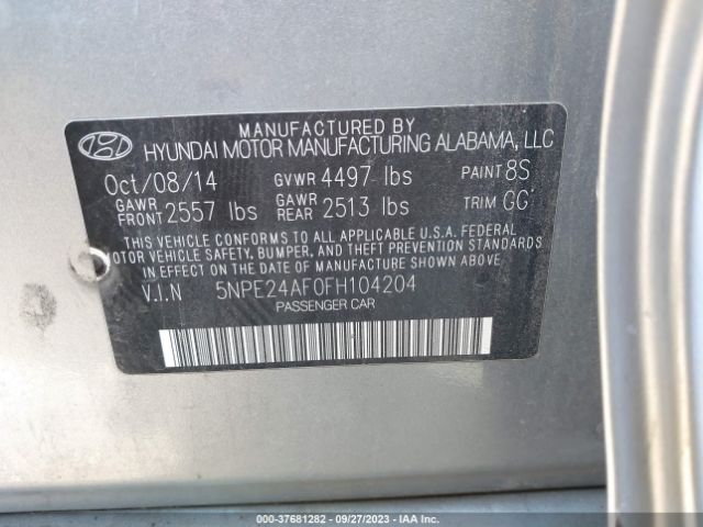 Photo 8 VIN: 5NPE24AF0FH104204 - HYUNDAI SONATA 