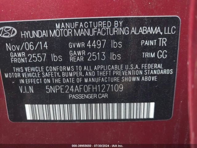 Photo 8 VIN: 5NPE24AF0FH127109 - HYUNDAI SONATA 