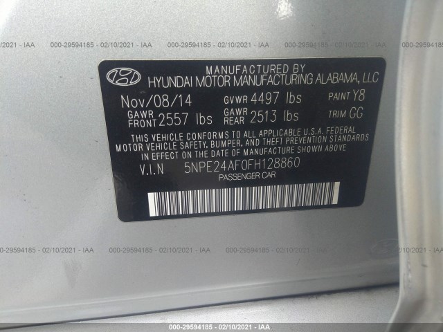 Photo 8 VIN: 5NPE24AF0FH128860 - HYUNDAI SONATA 