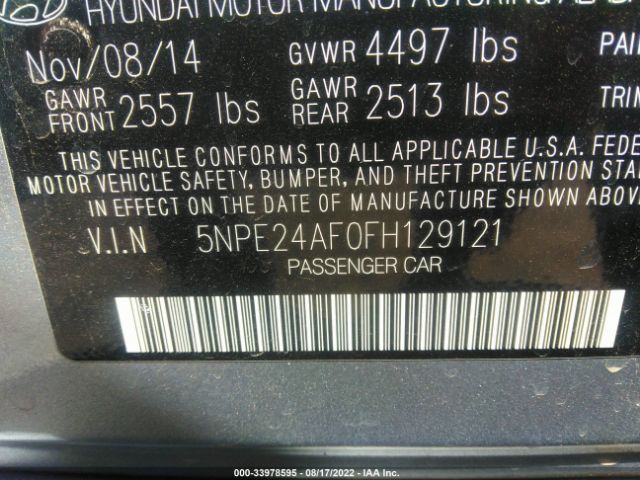 Photo 8 VIN: 5NPE24AF0FH129121 - HYUNDAI SONATA 