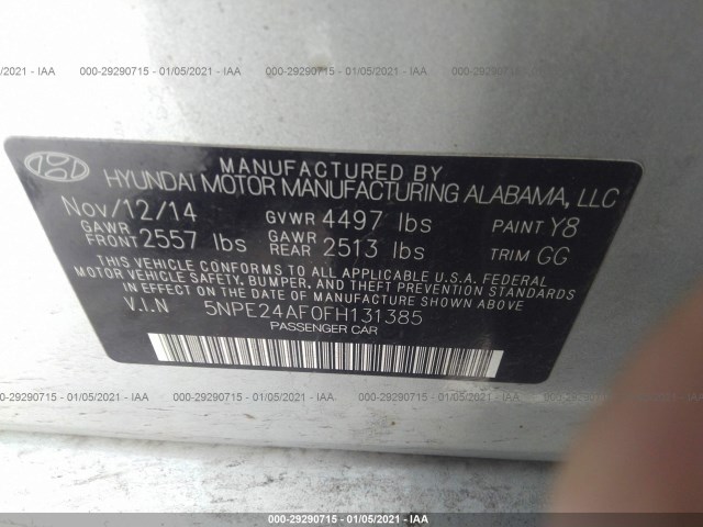 Photo 8 VIN: 5NPE24AF0FH131385 - HYUNDAI SONATA 