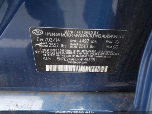 Photo 8 VIN: 5NPE24AF0FH145335 - HYUNDAI SONATA 