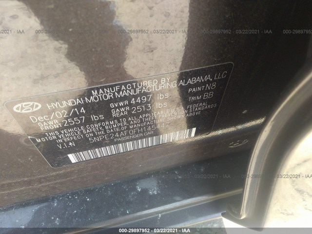 Photo 8 VIN: 5NPE24AF0FH145447 - HYUNDAI SONATA 