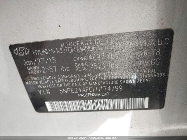 Photo 8 VIN: 5NPE24AF0FH174799 - HYUNDAI SONATA 