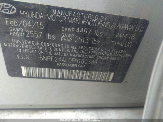 Photo 8 VIN: 5NPE24AF0FH180389 - HYUNDAI SONATA 