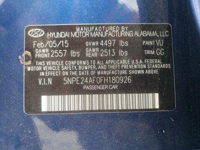 Photo 9 VIN: 5NPE24AF0FH180926 - HYUNDAI SONATA SE 