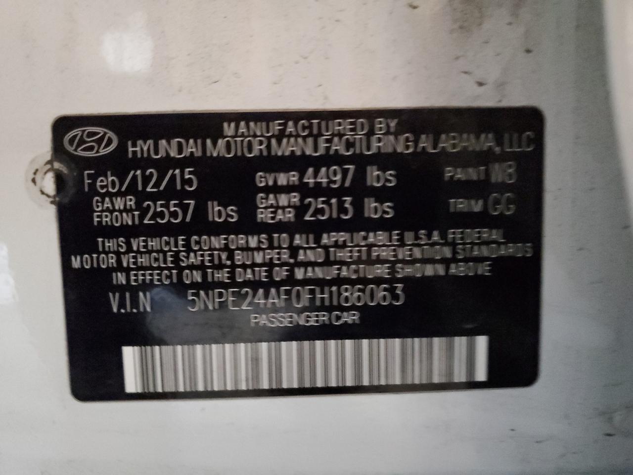 Photo 11 VIN: 5NPE24AF0FH186063 - HYUNDAI SONATA 