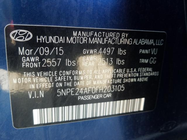 Photo 9 VIN: 5NPE24AF0FH203105 - HYUNDAI SONATA SE 