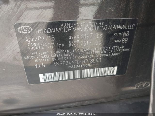 Photo 8 VIN: 5NPE24AF0FH218963 - HYUNDAI SONATA 