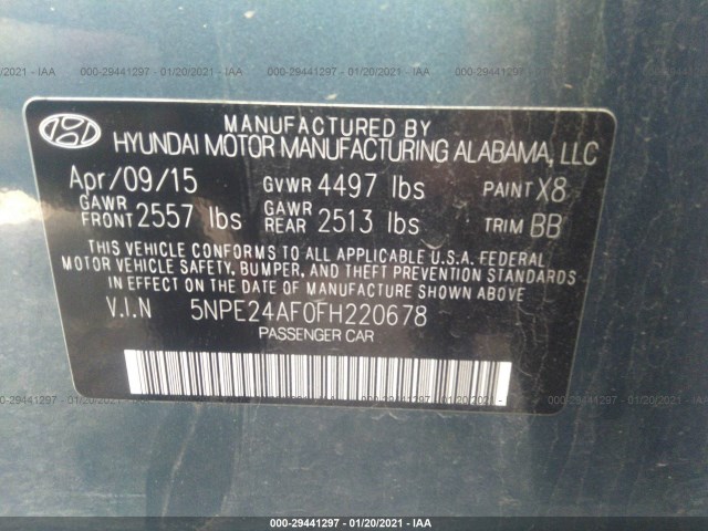 Photo 8 VIN: 5NPE24AF0FH220678 - HYUNDAI SONATA 