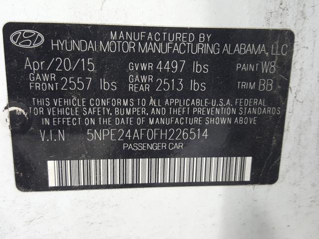 Photo 9 VIN: 5NPE24AF0FH226514 - HYUNDAI SONATA SE 