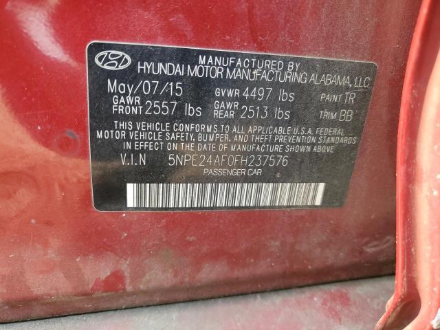 Photo 12 VIN: 5NPE24AF0FH237576 - HYUNDAI SONATA 