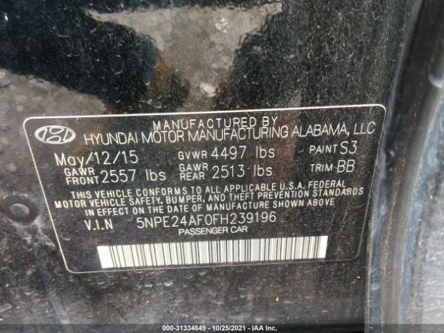 Photo 8 VIN: 5NPE24AF0FH239196 - HYUNDAI SONATA 