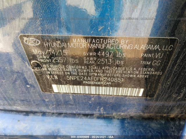 Photo 8 VIN: 5NPE24AF0FH240851 - HYUNDAI SONATA 