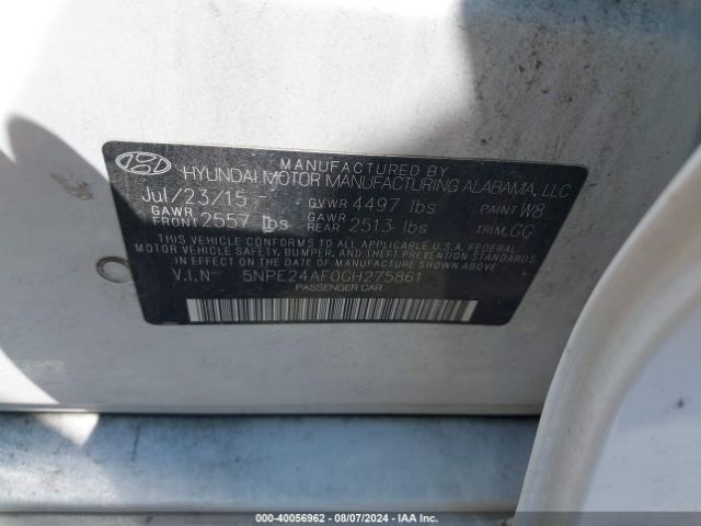 Photo 8 VIN: 5NPE24AF0GH275861 - HYUNDAI SONATA 