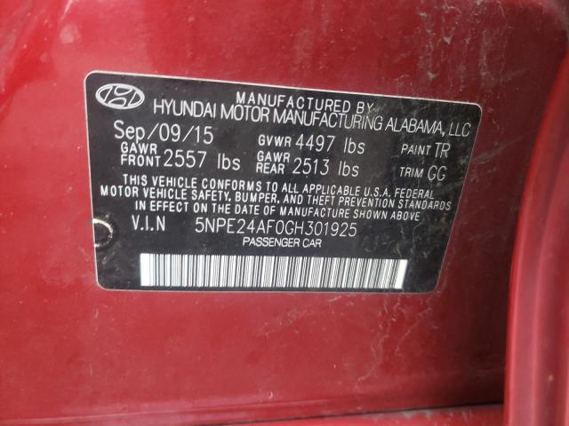 Photo 9 VIN: 5NPE24AF0GH301925 - HYUNDAI SONATA SE 