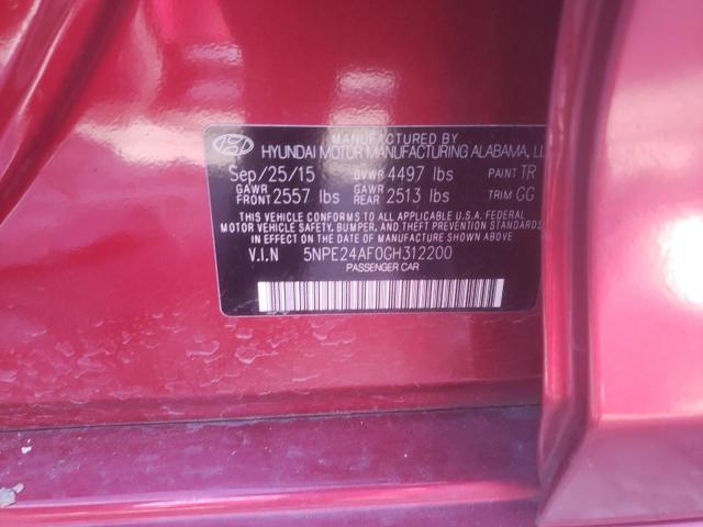 Photo 12 VIN: 5NPE24AF0GH312200 - HYUNDAI SONATA 