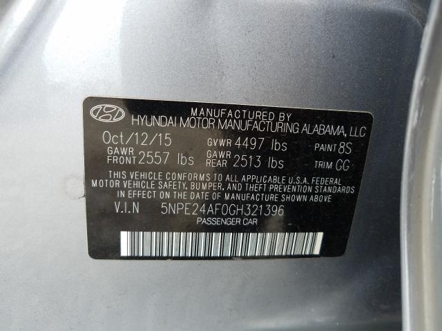 Photo 9 VIN: 5NPE24AF0GH321396 - HYUNDAI SONATA SE 