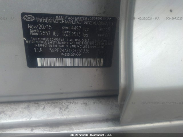 Photo 8 VIN: 5NPE24AF0GH351336 - HYUNDAI SONATA 