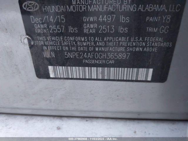 Photo 8 VIN: 5NPE24AF0GH365897 - HYUNDAI SONATA 