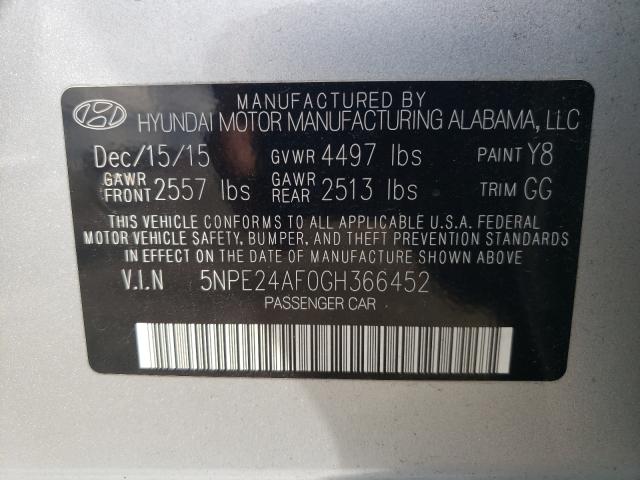 Photo 9 VIN: 5NPE24AF0GH366452 - HYUNDAI SONATA SE 