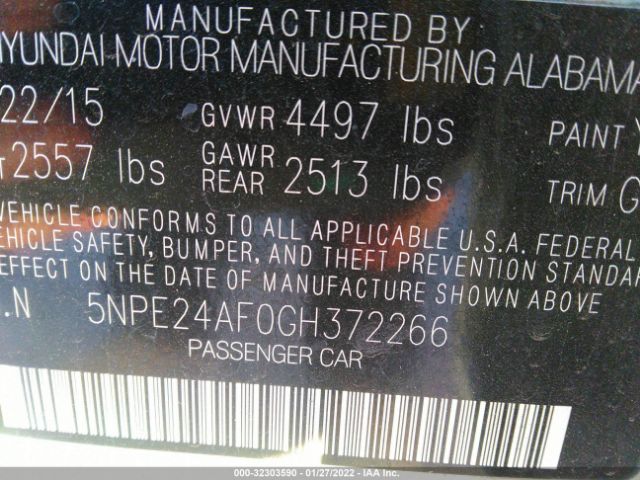 Photo 8 VIN: 5NPE24AF0GH372266 - HYUNDAI SONATA 