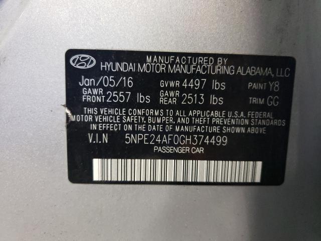 Photo 9 VIN: 5NPE24AF0GH374499 - HYUNDAI SONATA SE 