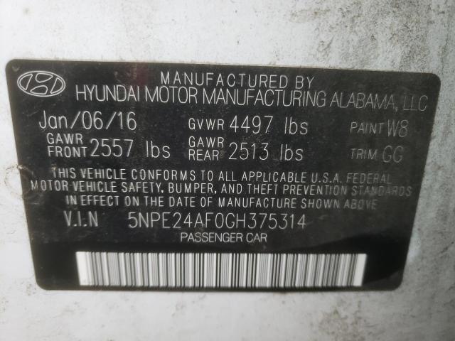 Photo 12 VIN: 5NPE24AF0GH375314 - HYUNDAI SONATA SE 