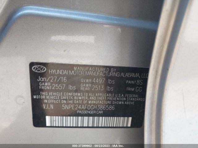 Photo 8 VIN: 5NPE24AF0GH386586 - HYUNDAI SONATA 