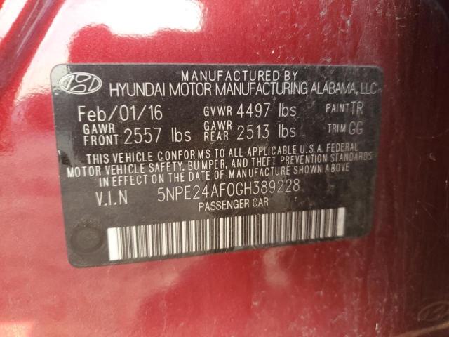 Photo 11 VIN: 5NPE24AF0GH389228 - HYUNDAI SONATA SE 