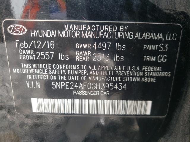 Photo 9 VIN: 5NPE24AF0GH395434 - HYUNDAI SONATA SE 