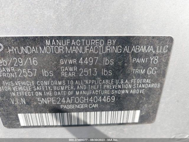 Photo 8 VIN: 5NPE24AF0GH404469 - HYUNDAI SONATA 