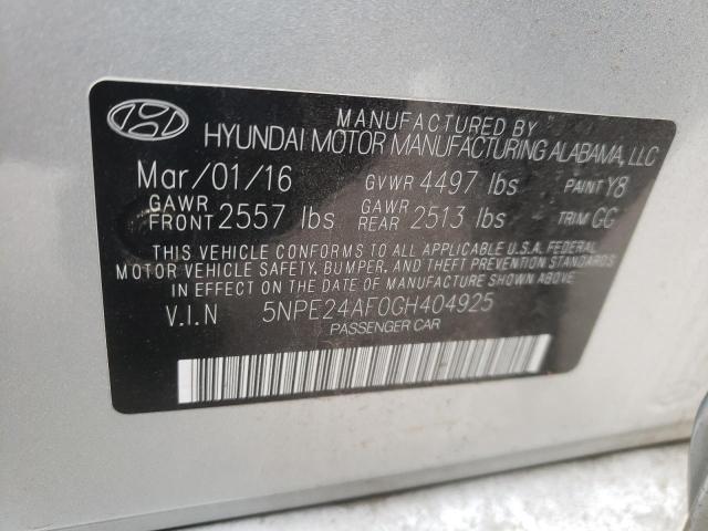 Photo 9 VIN: 5NPE24AF0GH404925 - HYUNDAI SONATA SE 