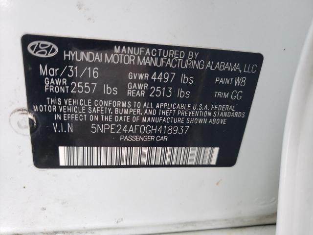 Photo 11 VIN: 5NPE24AF0GH418937 - HYUNDAI SONATA SE 