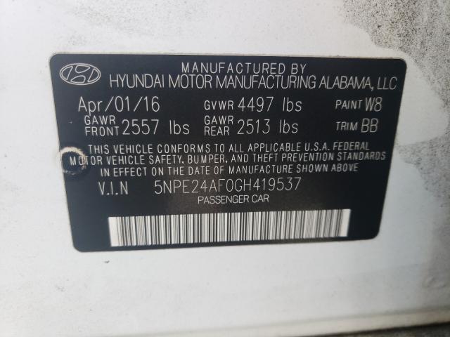 Photo 9 VIN: 5NPE24AF0GH419537 - HYUNDAI SONATA SE 