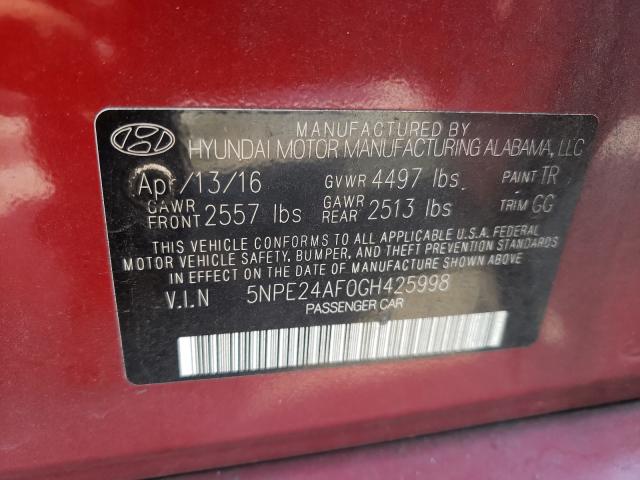 Photo 9 VIN: 5NPE24AF0GH425998 - HYUNDAI SONATA SE 