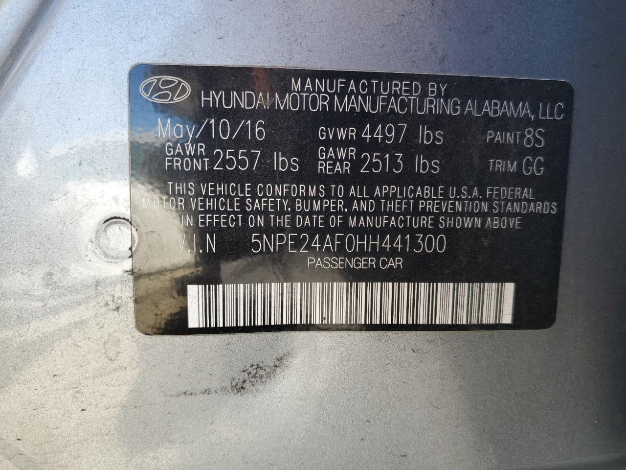 Photo 12 VIN: 5NPE24AF0HH441300 - HYUNDAI SONATA 