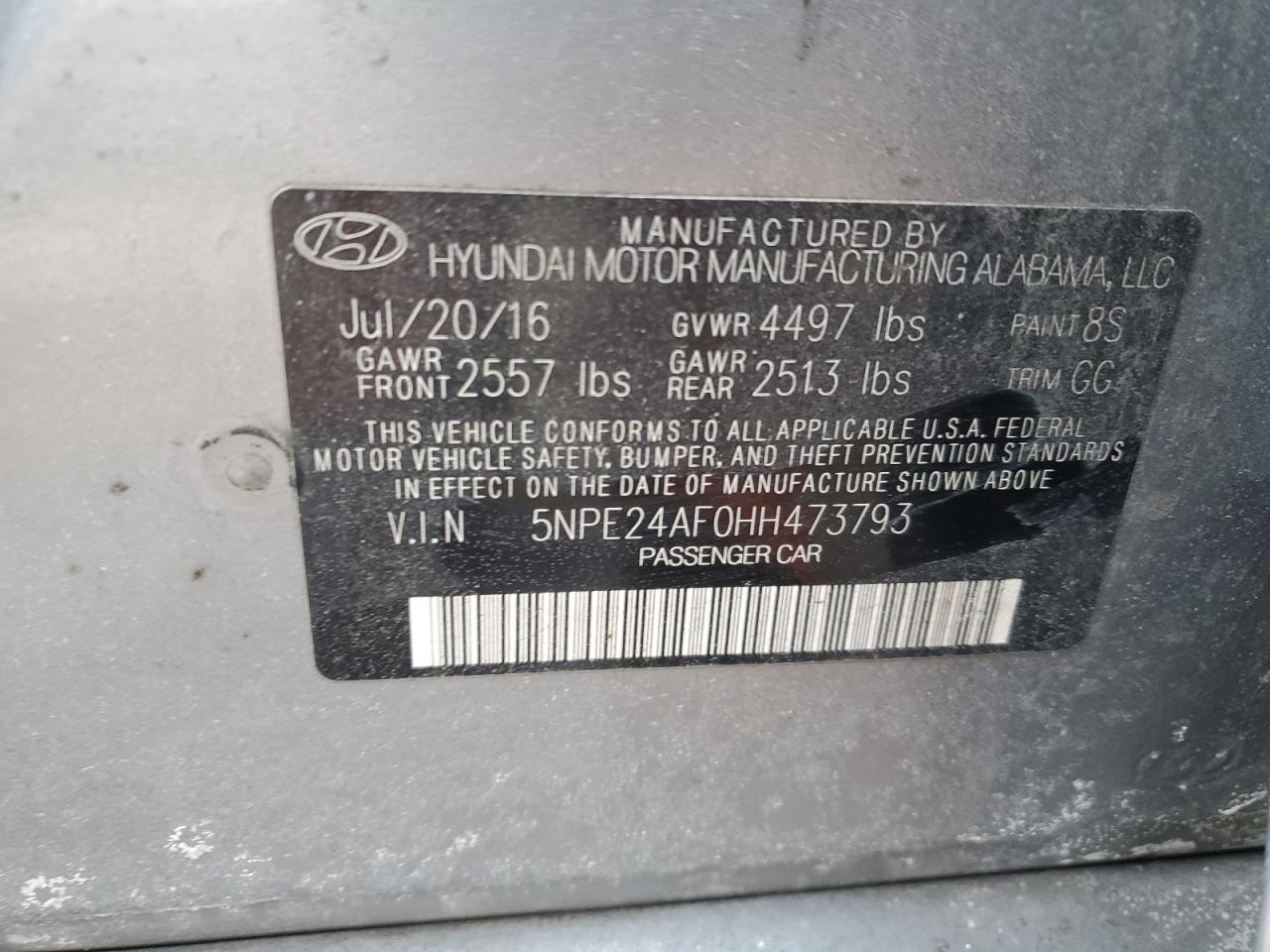 Photo 11 VIN: 5NPE24AF0HH473793 - HYUNDAI SONATA 