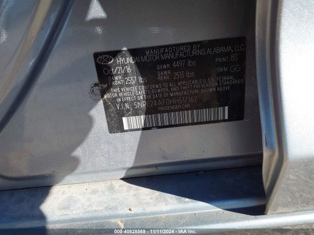 Photo 8 VIN: 5NPE24AF0HH517162 - HYUNDAI SONATA 