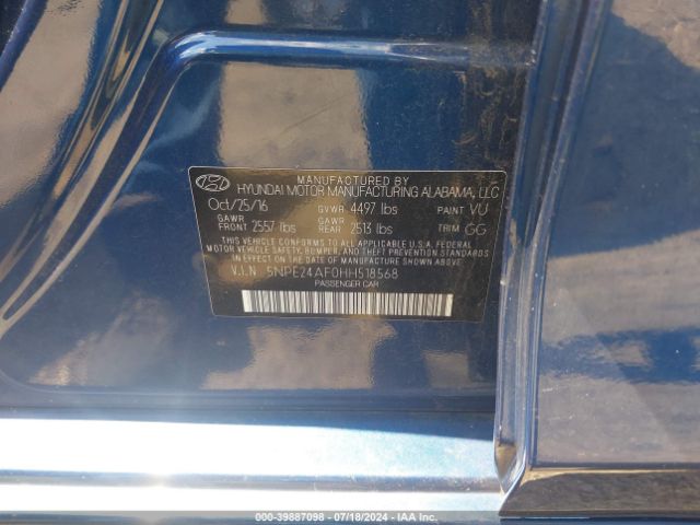 Photo 8 VIN: 5NPE24AF0HH518568 - HYUNDAI SONATA 