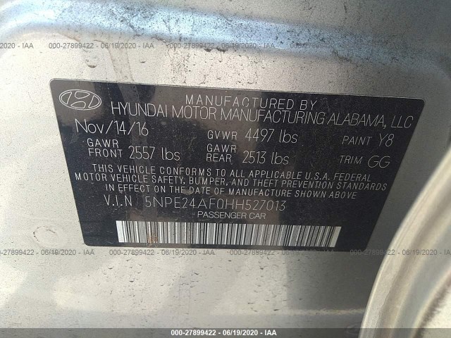 Photo 8 VIN: 5NPE24AF0HH527013 - HYUNDAI SONATA 