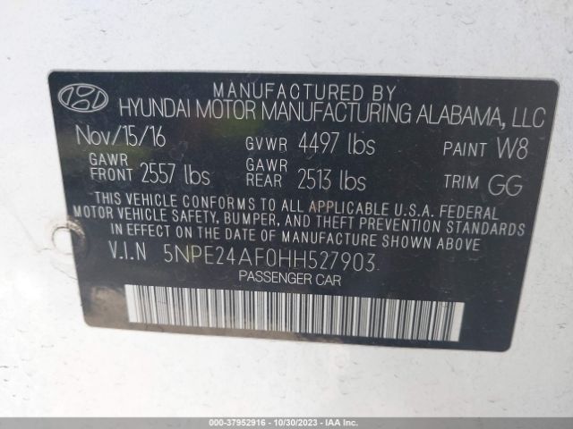 Photo 8 VIN: 5NPE24AF0HH527903 - HYUNDAI SONATA 