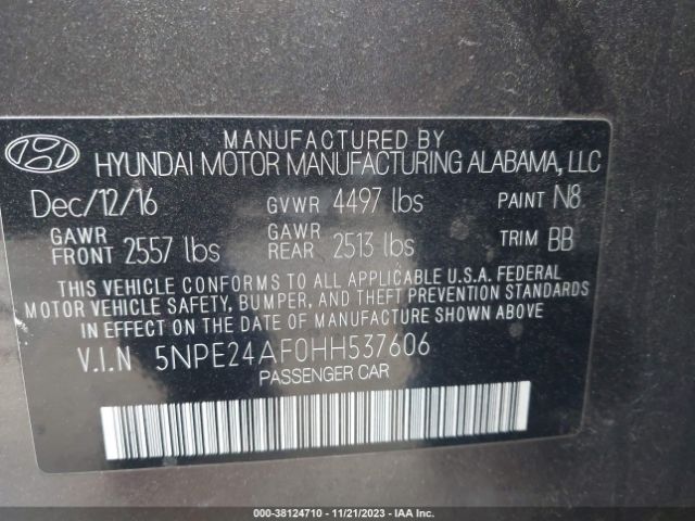 Photo 8 VIN: 5NPE24AF0HH537606 - HYUNDAI SONATA 