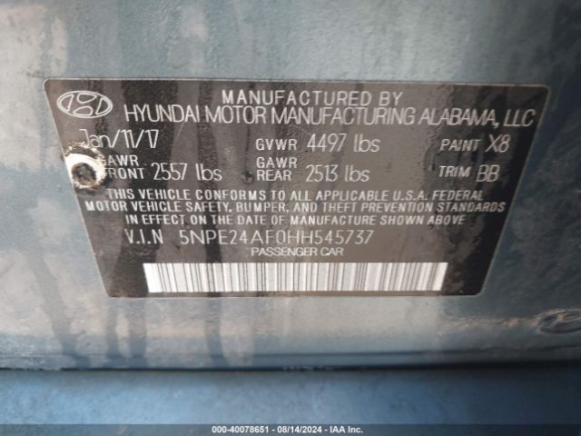 Photo 8 VIN: 5NPE24AF0HH545737 - HYUNDAI SONATA 