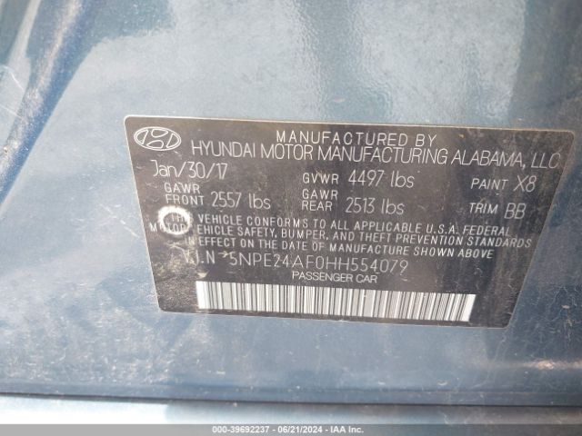 Photo 8 VIN: 5NPE24AF0HH554079 - HYUNDAI SONATA 