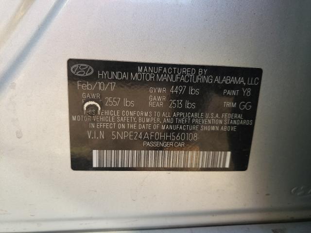 Photo 9 VIN: 5NPE24AF0HH560108 - HYUNDAI SONATA SE 