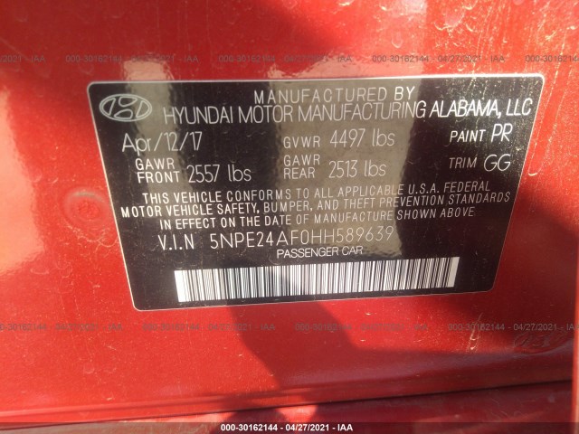 Photo 8 VIN: 5NPE24AF0HH589639 - HYUNDAI SONATA 