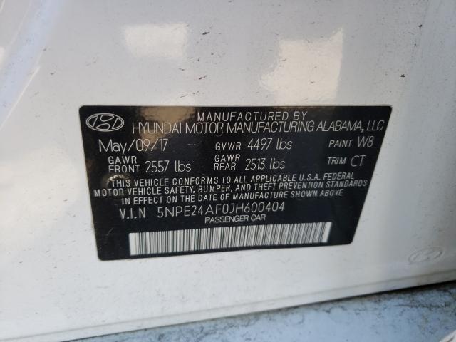 Photo 9 VIN: 5NPE24AF0JH600404 - HYUNDAI SONATA SE 