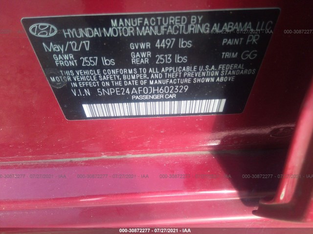 Photo 8 VIN: 5NPE24AF0JH602329 - HYUNDAI SONATA 